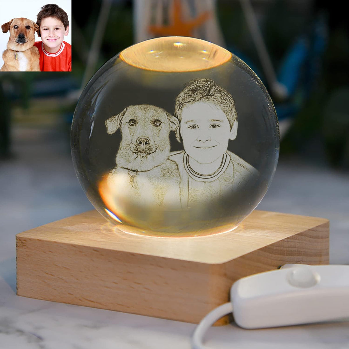 Lampada in Cristallo Personalizzata con la Tua Foto Incisa