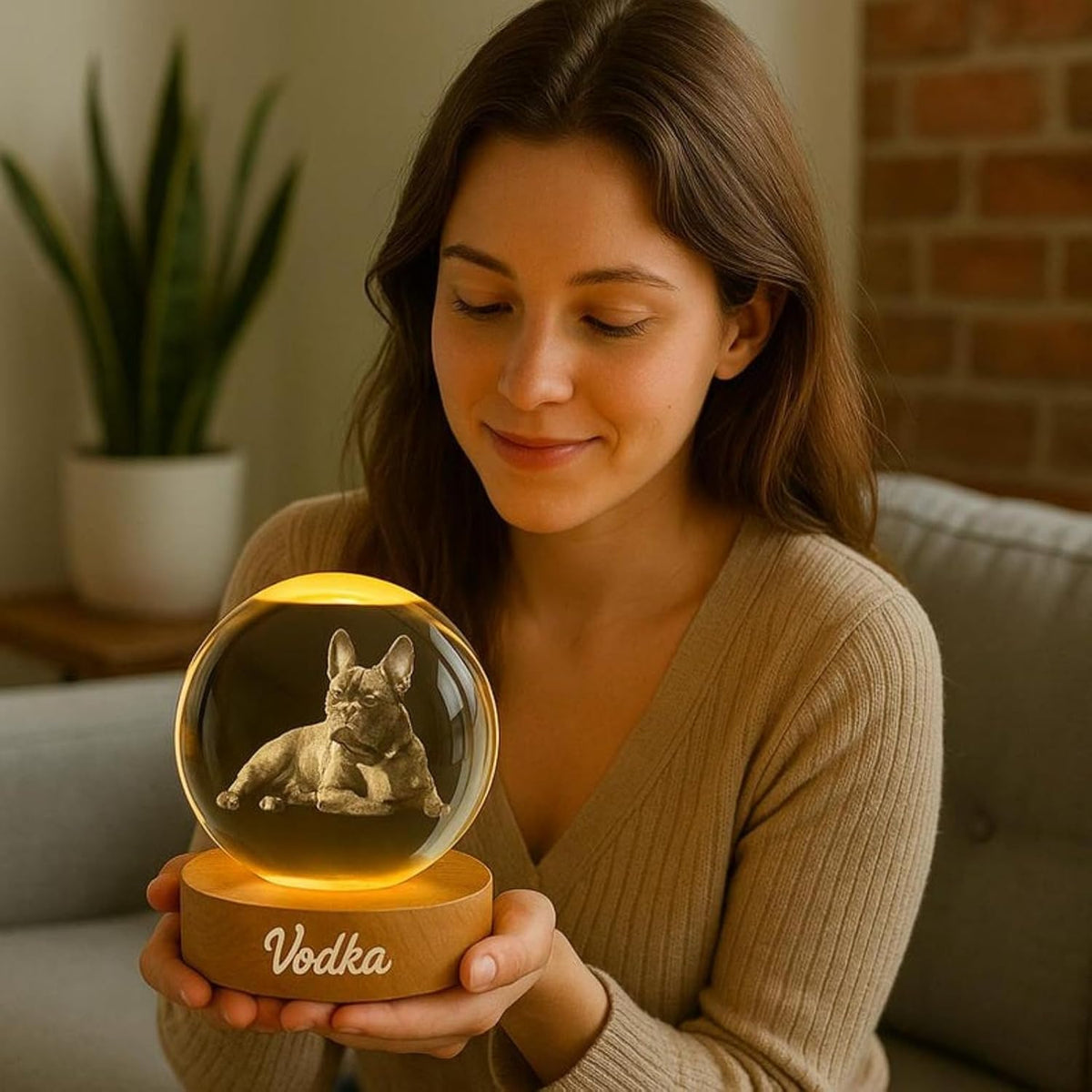 Lampada in Cristallo Personalizzata con la Tua Foto Incisa