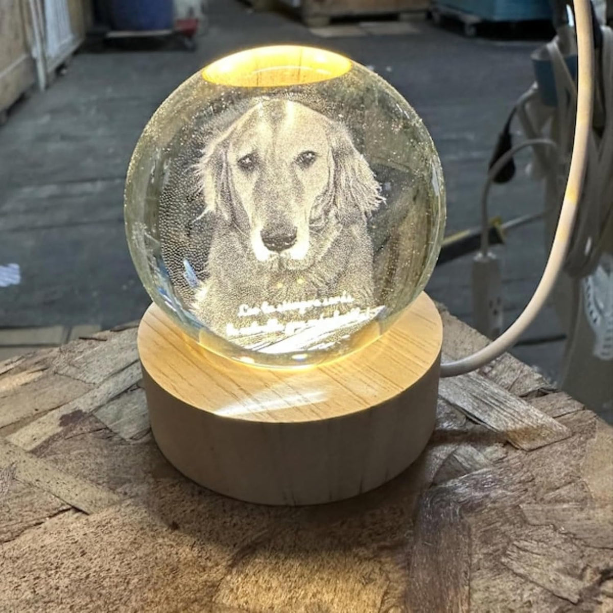 Lampada in Cristallo Personalizzata con la Tua Foto Incisa
