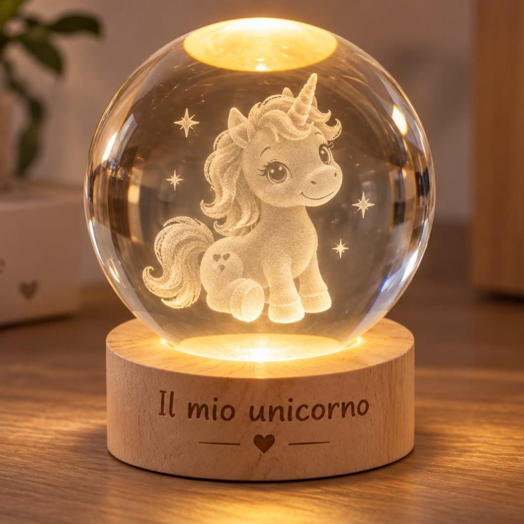 Luce Notturna per Bambini in Cristallo con Nome Inciso – Notti Serene con il Suo Personaggio